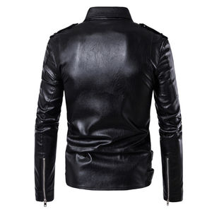Chaqueta de Cuero Genuino Premium para Hombre, Abrigo de Motociclista, Ropa de Abrigo de Invierno, Estilo Vintage, Ajuste Delgado, Ropa Casual de Calle, ODM - Product Image 2