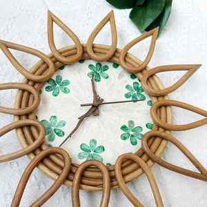 Nacre bohème de qualité supérieure avec horloge murale en rotin pour art mural de salon avec horloge fabriquée au Vietnam - Product Image 2