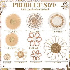 Ensemble de décoration murale artisanale soleil et nuage en rotin et jonc de mer pour chambres d'enfants, salles de jeux et décoration intérieure - Product Image 2