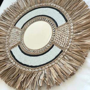 Marco de espejo de algas marinas hecho a mano de tejido suelto redondo montado en la pared antiguo moderno espejo rústico de lujo algas marinas - Product Image 6