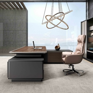 Bureau de direction moderne de luxe en forme de L, table de bureau en bois écologique, bureau de patron extensible sur mesure, assemblage facile - Product Image 5