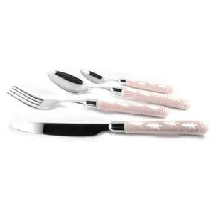 Hiện Đại Ấn Độ Nhà Máy Bán Dao Muỗng Nĩa Thép Không Gỉ Dao Kéo Cưới Sang Trọng Flatware Set Với Nhựa Xử Lý Cho Người Mua