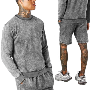 Chándal lavado ácido para hombre Customi 100% algodón orgánico pulóver con capucha y pantalones de chándal Pida ahora envío rápido - Product Image 4