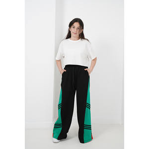 Girls' Double-Layered Flared Striped Jogger Pants with Long <b>Fabric</b> - Product Image 5