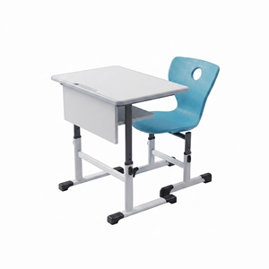 Bureau d'école moderne et durable, chaise colorée, plateau de table en bois, hauteur réglable, design contemporain, garantie de 2 ans, salle de classe - Product Image 1