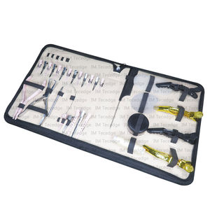 Kit completo de estuche de cuero para extensiones de cabello con logotipo personalizado, herramientas de acero inoxidable y plata, proveedor al por mayor - Product Image 3