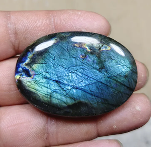 Cabujón Ovalado de Labradorita Azul Natural con Destello, Piedra Preciosa Suelta para Joyería, Pulido, con Certificación de Terceros - Product Image 4