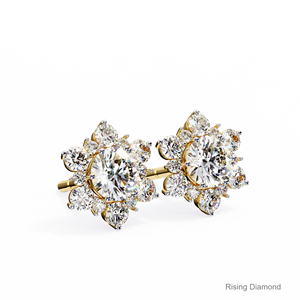 2.0 CTW Brilliant Cut Lab Grown Diamond Halo Stud Earrings IGI Certified VS Clarity 14k Yellow Gold Luxury Anniversary <b>Gift</b> - Product Image 3