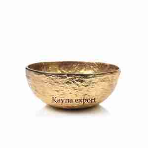 Handcrafted Aluminum Metal Texture Design Gold Color Modern Luxury <b>Disposable</b> Decorative Bowls for Wedding Event Birthday Party - Product Image 2