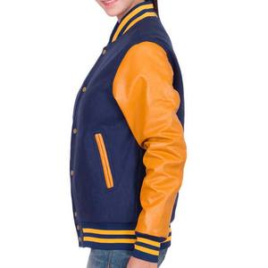 Chaquetas universitarias de béisbol transpirables de invierno con logotipo personalizado y manga de lana y cuero con nuevo diseño de moda estilo callejero en blanco al por mayor - Product Image 3