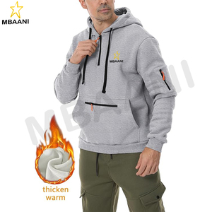 เสื้อฮู้ดผู้ชายผ้าฟลีซสำหรับออกกำลังกาย แขนยาว ซิป ¼  แบบสวม มีกระเป๋า - Product Image 2