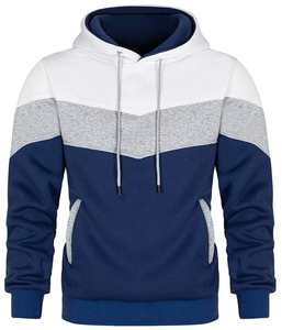 Sweat-shirts à capuche pour hommes personnalisés en usine, patchwork de couleurs, mélange de laine, manches longues, décontractés, sportifs - Product Image 4