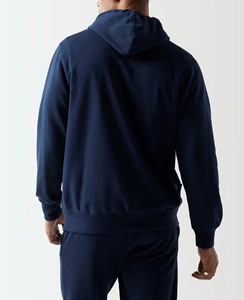 100% Cotton Slim Fit Blank <b>Men's</b> Tracksuits solid <b>Navy</b> color Custom DTF printed logo 2-Piece Sweatpants and <b>Hoodie</b> Set for <b>Men</b> - Product Image 3