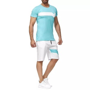 Vente en gros été hommes ensembles shorts décontractés à manches courtes t-shirt shorts solide été ensemble hommes marque vêtements 2 pièces ensembles - Product Image 6