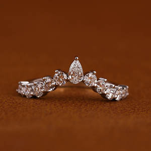 Bague de mariage personnalisée Half Eternity 0.5 carats en diamant cultivé en laboratoire en or blanc 14KT - Product Image 1