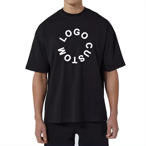 100% Cotton Summer T-<b>Shirt</b> for Men High Quality Loose Fit Drop Shoulder Oversized Knitted Custom Logo Printed Tee - Product Image 3