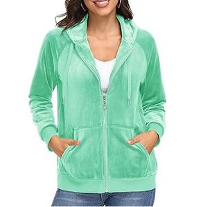 Women's Clothing Premium Quality Velvet Custom Zip <b>Hoodie</b> Zipper Up Pullover Hoody For Girls Gym Workout Yoga <b>Velour</b> For Woman - Product Image 5