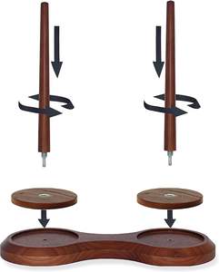 Porte-fil en bois mécanisme de virevoltage en métal avancé Lazy Susan grand support boule broche couture crochet outil laine cordon organisateur - Product Image 2