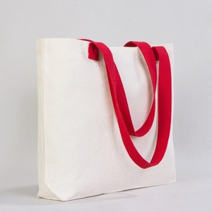 Modern 10 oz Cotton Canvas Tote <b>Bag</b> Red Woven Handles Eco-Friendly <b>Medium</b> (18 14 3 Inches 45 35 8 Cm)-for Daily Use - Product Image 2
