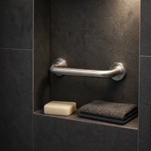 Barre d'appui de 48 pouces en nickel brossé pour douche, rail de sécurité mural en acier inoxydable pour salle de bain d'hôtel - Product Image 3