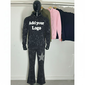 Custom High Quality Boxy Embroidery Sweatpants and <b>Hoodie</b> Set Oversized Plain 100% Cotton Fleece Tracksuits Set for Men - Product Image 5