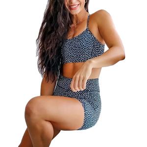 Conjunto de pantalones cortos de Sujetador deportivo personalizable de 2 piezas de alta calidad para mujer, ropa deportiva transpirable de secado rápido para Yoga y gimnasio, cintura media sólida - Product Image 2