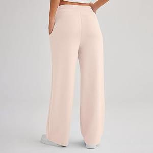Venta al por mayor de ropa deportiva de algodón para mujer, mallas anchas acampanadas de Yoga con cordón, pantalones de chándal de cintura alta para mujer, Joggers 2026 - Product Image 3