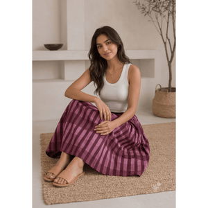 Jupe de golf plissée rayée Mulberry - Taille élastique en satin respirant et confortable XS - Product Image 2