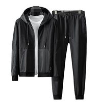 Ensemble de survêtement décontracté 2 pièces pour homme, en molleton 100 % coton, écologique, respirant, sans coutures, grande taille, couleur unie