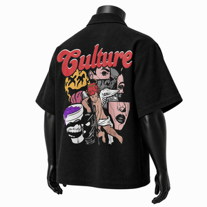 Custom <b>Men</b>’s Oversized Zipper <b>Shirt</b> Short Sleeve Boxy Fit Streetwear Logo Patch <b>Utility</b> Pocket <b>Shirt</b> OEM Wholesale - Product Image 5