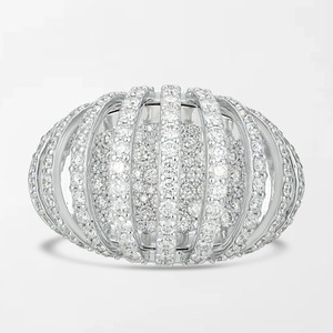 Anillo de diamantes cónico sofisticado con 204 diamantes redondos cultivados en laboratorio de 3.05 quilates GH-VS en oro amarillo de 18 quilates, producto genuino - Product Image 2
