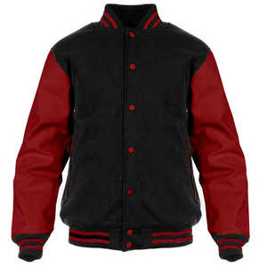 Wholesale High School Varsity Jacket Black <b>Wool</b> Hot <b>Pink</b> Leather Sleeves College Baseball jacket for men - Product Image 3