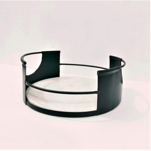 2024 Christmas Customized Design <b>Black</b> Marble Base <b>Serving</b> <b>Tray</b> with Iron Handle for Home & Restaurant Use - Product Image 3