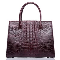 Sac à main pour femme en cuir véritable avec fermeture éclair, deux poignées, style décontracté, grande capacité, couleurs personnalisables
