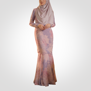 Sipo Thời Trang Mới 2024 Kurung Moden Raya Hoa Anh Thảo Màu Hồng Với Đẹp Hoa In Và Kim Cương Đá Hồi Giáo Ăn Mặc Baju Kurung - Product Image 1