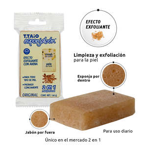 Esponjabon Spugna per Sapone 2-in-1 all'Avena |   Strumento da Bagno Esfoliante e Detergente per il Corpo Lavabile - Product Image 2