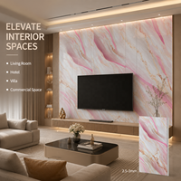 Panneau mural en PVC brillant rose doré MORLENX en onyx blanc rose UV pour salon, hôtel et décoration intérieure