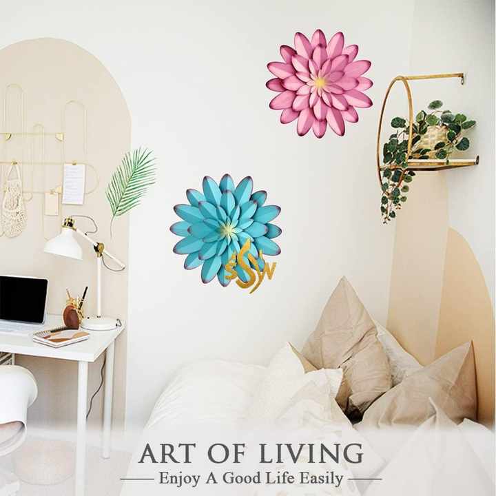 Fancy Design Wall Art Metal Wall Hanging Decor Blue Color Floral Handmade Modern Decorative Cafe and Hotels Wall Mounted Art