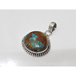 Joyería de Plata de Ley 925 hecha a mano colgante de cabujón turquesa Natural regalo para niñas y mujeres con encantadores dijes - Product Image 1