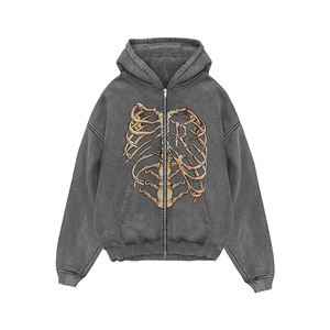 Customizable Acid Wash Men's <b>Hoodie</b> Oversized Vintage Streetwear Cotton Fleece Sweatshirt French Terry <b>Thermal</b> <b>Hoodie</b> - Product Image 1