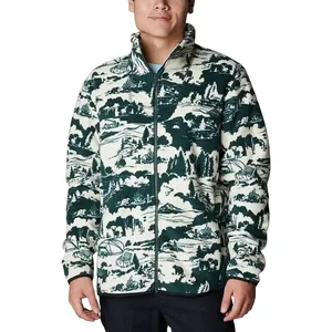 秋冬ファッショナブルなデザイナーヴィンテージフローラルプリントコートツイードポーラーフリースジャケット男性用フェイクウールジャケット