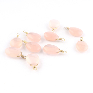 Amuletos de cuarzo rosa para pendientes, conectores de plata de primera ley y oro, accesorio para pendientes - Product Image 5