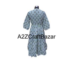 Vestido Midi Moderno de Verano para Mujer, Estampado Floral, Cuello en V, Casual, 100% Algodón, Decoración con Botones, Estilo Natural para Diario - Product Image 6