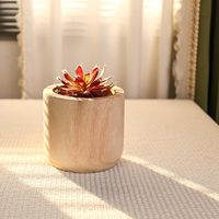 Pot de fleurs en bois pour plantes succulentes, pot de fleurs en bois massif pour jardin, adapté aux petits pots d'intérieur, cadeau d'anniversaire pour père
