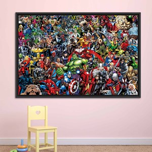 Marvel Heroes Printed Canvas Art for Kids Room Wall Decor,1P:Black <b>Framed</b> - Product Image 1