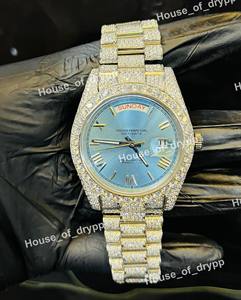 นาฬิกาข้อมือสแตนเลสสตีลหรูหราประดับเพชร VVS แบบ Lab Grown สไตล์ฮิปฮอป ระบบออโตเมติก สำหรับผู้ชาย เหมาะสำหรับงานปาร์ตี้ - Product Image 2