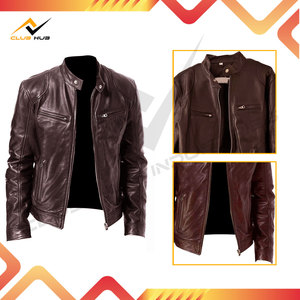 Chaqueta de Cuero para Motociclista Estilo Café Racer para Hombre, Cuero Genuino, Larga, Impermeable, Ropa de Calle para Invierno - Product Image 4