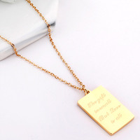 Collier à barre rectangulaire en acier inoxydable avec pendentif zircon classique, chaîne à maillons en or 18 carats personnalisée, faible MOQ 10 pièces, vente en gros