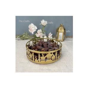 Tazón para servir comida de forma redonda pulida ecológica de la mejor calidad en tazón de postre de chocolate de color dorado de metal a precio barato - Product Image 1