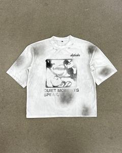 Streetwear pour hommes T-shirt surdimensionné respirant 100% coton Vintage DTG coupe ample tissu tricoté Hip Hop vente en gros - Product Image 6